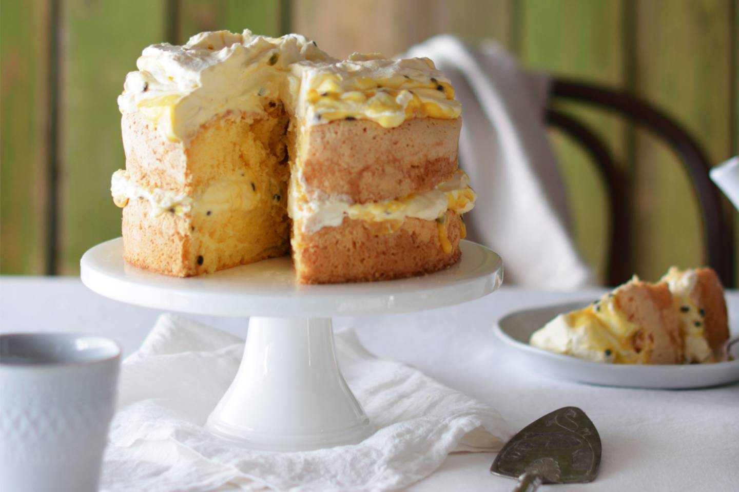 Layered Passionfruit Curd Sponge Cake Recipe | Maggie Beer